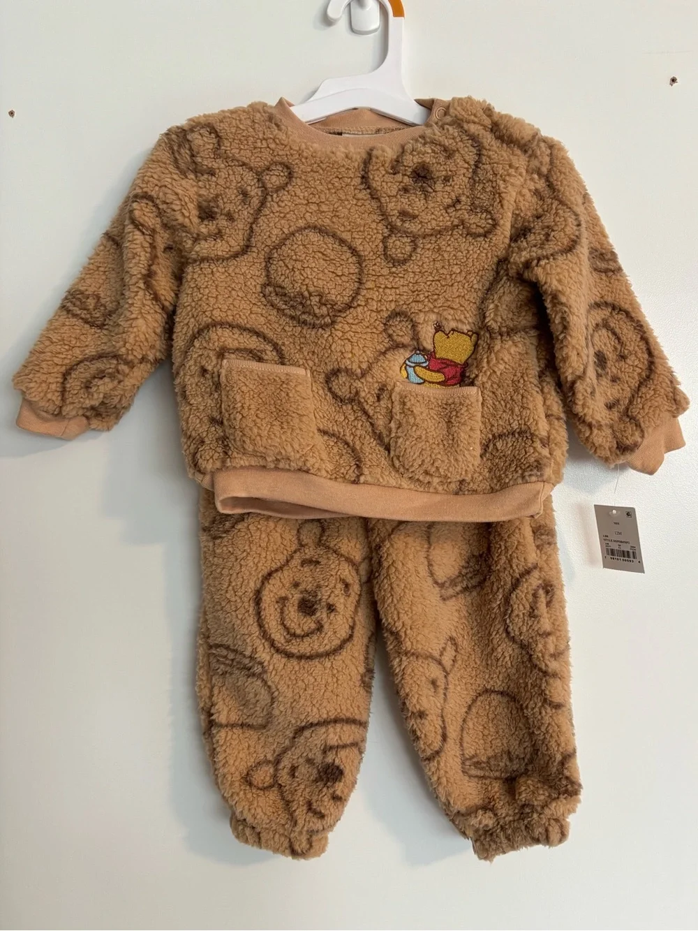 Disney Baby Winnie The Pooh Sherpa Sweater & Pants Set Brown 12 Months Cozy Soft